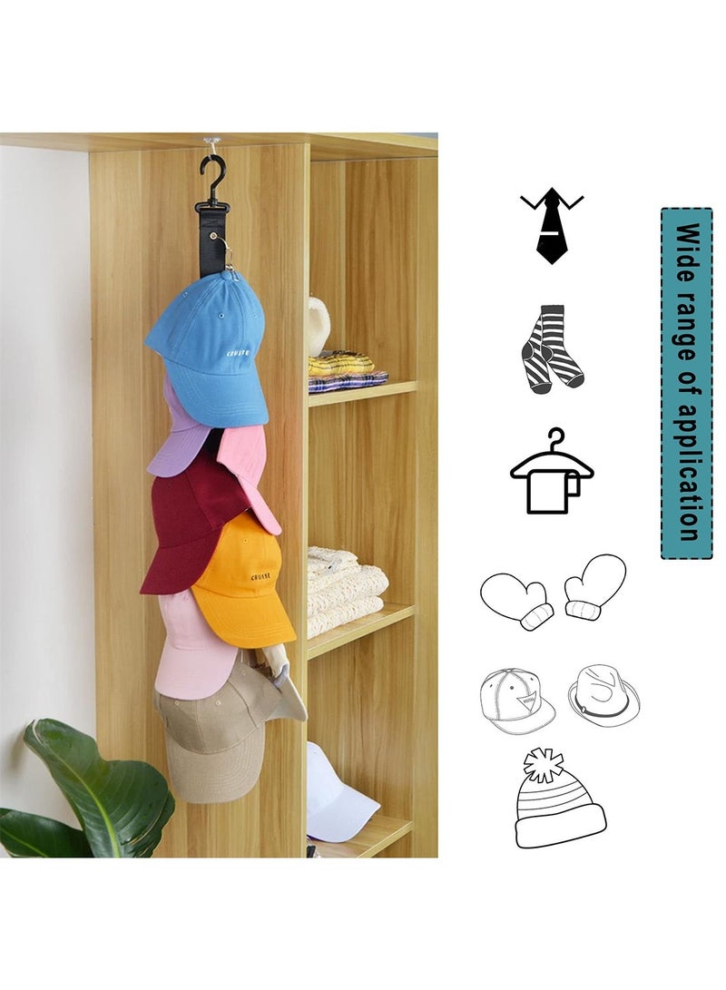 ممون منظم تخزين القبعات مع مشابك، رف خطاف لتخزين القبعات مع 8 مشابك - Image 4