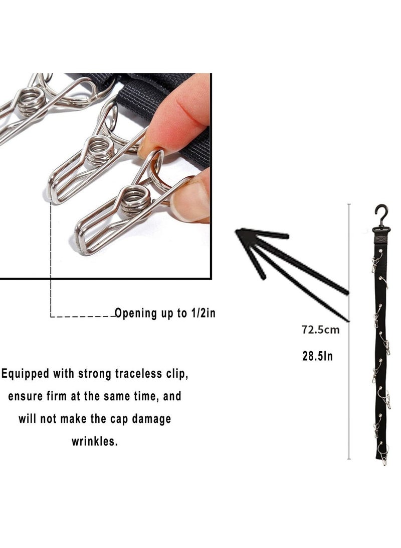 ممون منظم تخزين القبعات مع مشابك، رف خطاف لتخزين القبعات مع 8 مشابك - Image 2