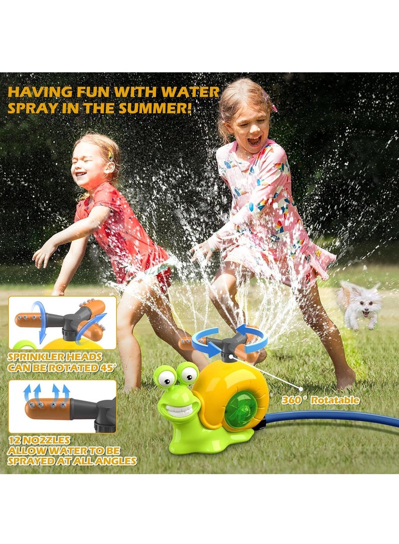 GUDOO 2 in1 Water Sprinkler Baseball Toy for Kids Snail Helicopter Sprinkler Ball Set with 2 Sprinkler Heads Outdoor Spray Play Water Toys for Backyard Lawn Garden Summer Pool Party Fun Snails - Image 5