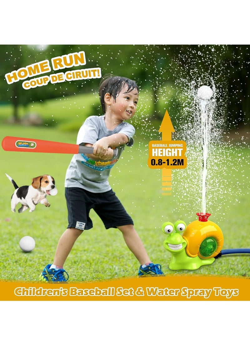 GUDOO 2 in1 Water Sprinkler Baseball Toy for Kids Snail Helicopter Sprinkler Ball Set with 2 Sprinkler Heads Outdoor Spray Play Water Toys for Backyard Lawn Garden Summer Pool Party Fun Snails - Image 4