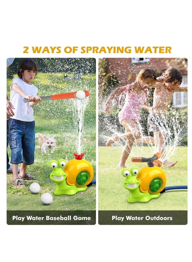 GUDOO 2 in1 Water Sprinkler Baseball Toy for Kids Snail Helicopter Sprinkler Ball Set with 2 Sprinkler Heads Outdoor Spray Play Water Toys for Backyard Lawn Garden Summer Pool Party Fun Snails - Image 2