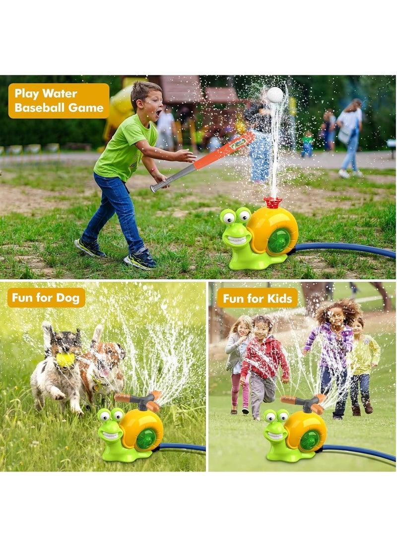 GUDOO 2 in1 Water Sprinkler Baseball Toy for Kids Snail Helicopter Sprinkler Ball Set with 2 Sprinkler Heads Outdoor Spray Play Water Toys for Backyard Lawn Garden Summer Pool Party Fun Snails - Image 3