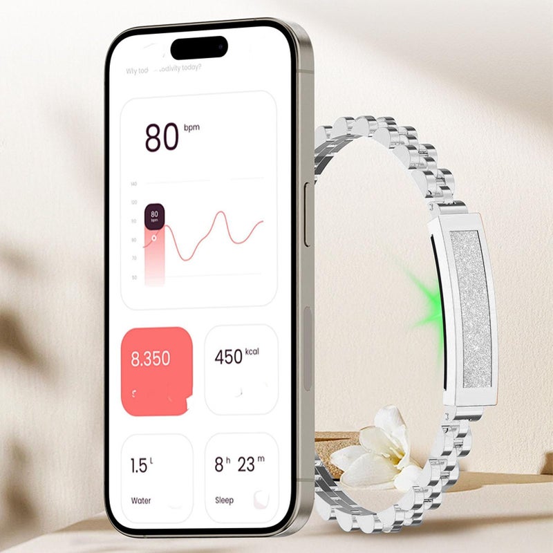 Silver Smart Health Fitness Tracker Bracelet Sleep Tracking Step Counter Remote Photo Control - Image 4