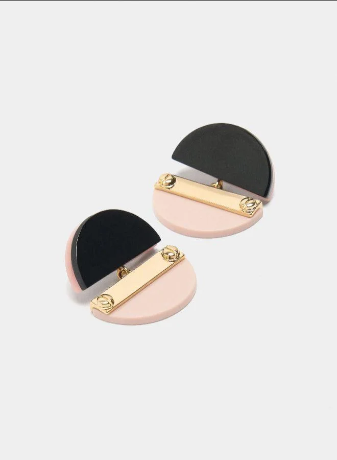 بارفوا أقراط نصف دائرة مع راتنج متعدد الألوان