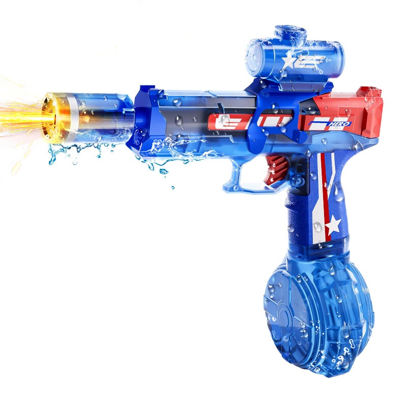 YoPoll Electric Water Gun for Adults Kids Automatic Electric Squirt Gun with Long Range Powerful LED Light Water Gun Pistol Blaster Soaker Water Guns for Summer Outdoor Beach Swimming PoolBlue - Image 3