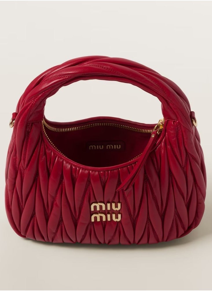 MIU - MIU Wander quilted nappa leather hobo Crossbody Shoulder Bag Red - Image 1