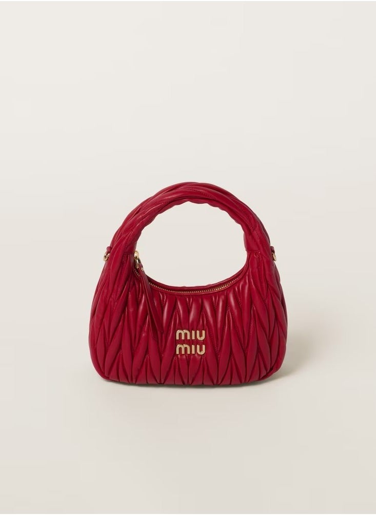 MIU - MIU Wander quilted nappa leather hobo Crossbody Shoulder Bag Red - Image 1