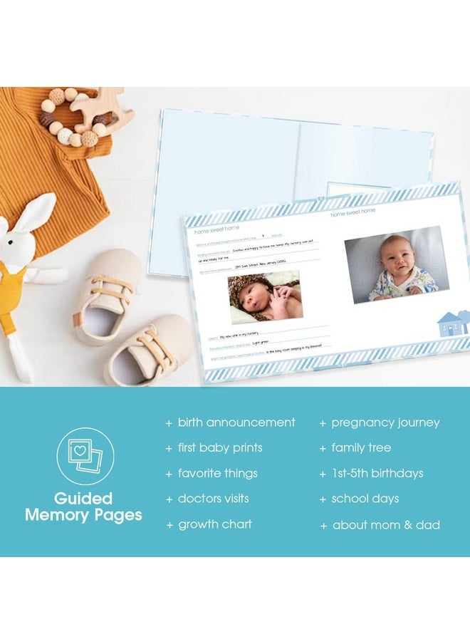pearhead Baby Memory Book, First 5 Years Baby Milestone Book, Pregnancy Journal, Holiday Gift, Gender Neutral Newborn Keepsake, With Clean-Touch Ink Pad For Baby'S Handprint Or Footprint, Blue Chevron  - Image 5