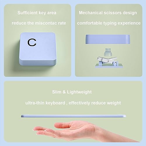 Divufus Keyboard Case for iPad 9.7 Inch 2018/2017 6th/5th Generation, Air 2/1 [Magnetic Detachable Wireless Keyboard][Support 3 System] Flip Stand Case with Pencil Holder for iPad 9.7, Light Blue - Image 4
