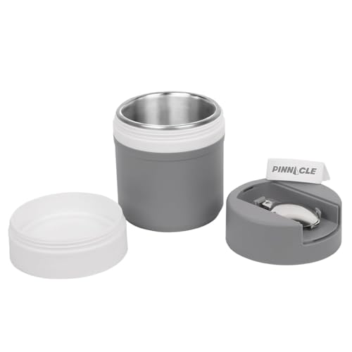 Pinnacle Pogo 600ml Food Jar | Stainless Steel Insulated Food Container with Dual Compartment,Wide Mouth & Foldable Spoon| Lunch Pot for Hot & Cold Food| Perfect for Office,School,Travel (Cool Grey) - Image 1
