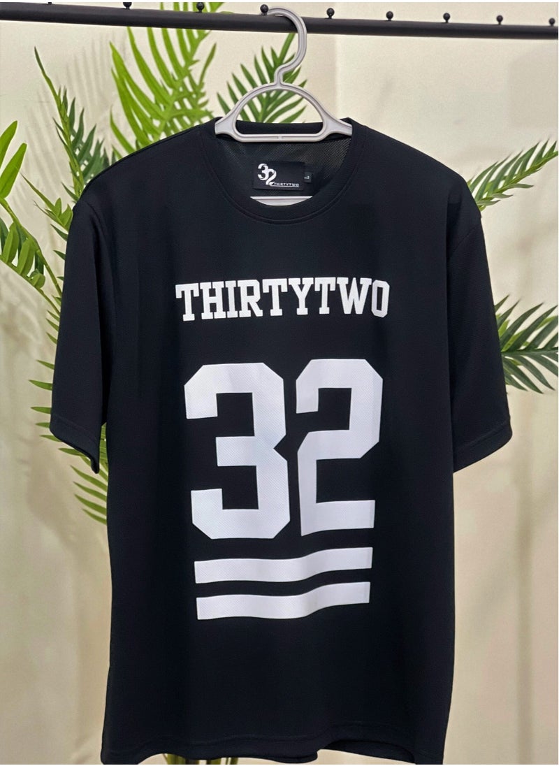 THIRTYTWO Mens Workout Sport Shirts Dry Fit, Mens Running Shirt Athletic Shirts Moisture Wicking Crew Neck Gym T-Shirts Short Sleeve  Black 