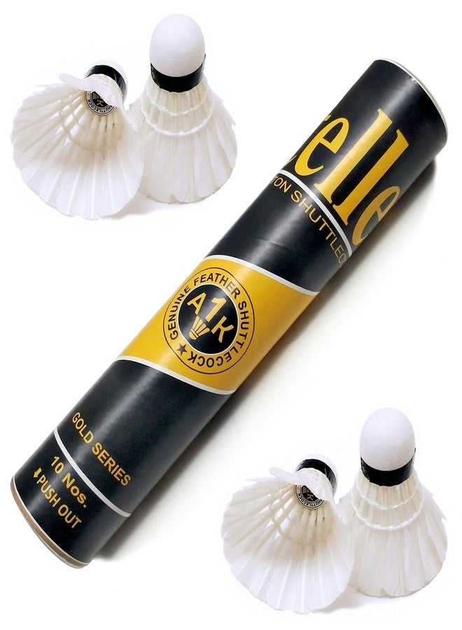 AMIFIT Steller Gold Series Feather Shuttlecock, Pack of 3 (White) - Image 1