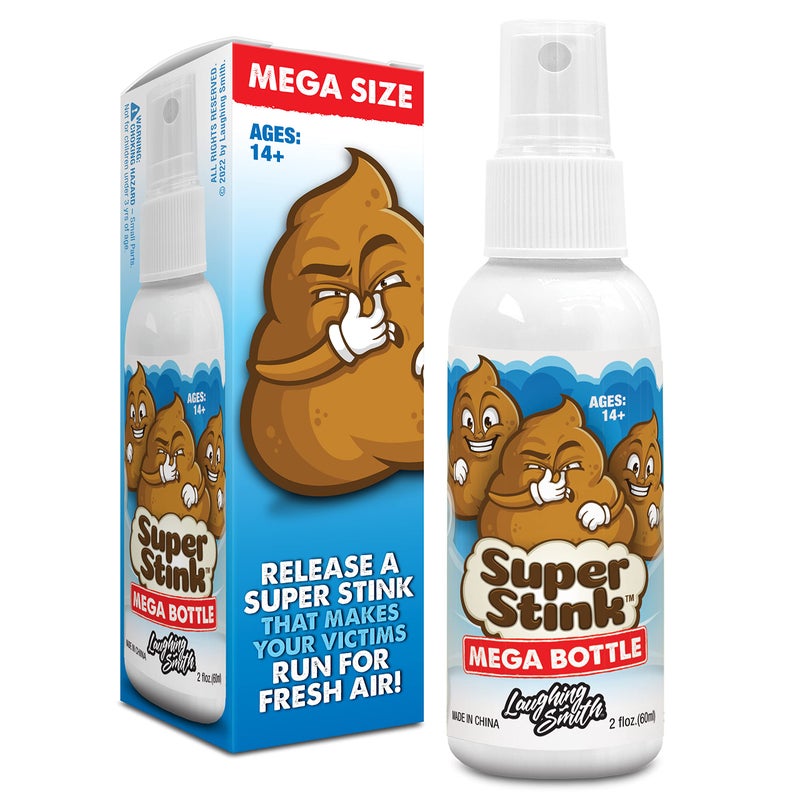 Laughing Smith SUPER STINK (Mega Size 60ml) - Fart Spray - 'Insanely Strong' Extra Potent Stink - Fake Poop Smelling Prank Stuff - Smells Like Super 'Bad' Gas - Great Gag Gifts, Stocking Stuffers & Fun Party Favors - Image 1