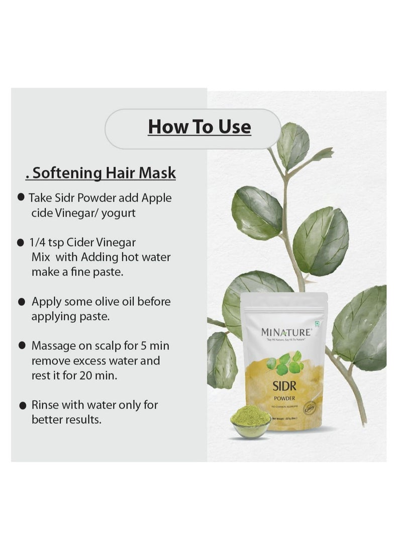 minature Natural Sidr Powder for Hair & Skin | Sidr Leaves Powder - Natural Hair Cleanser & Conditioner | Natural Source of Mucilages and Saponins (227g)  - Image 3