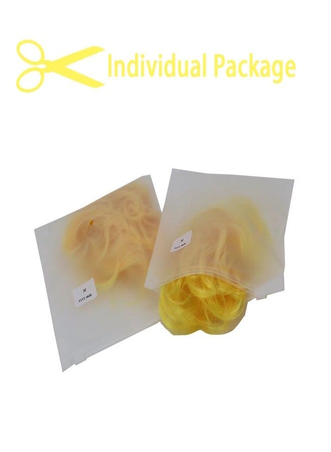 iLUU Yellow Scrunchy Updo Wavy Hair Bun Messy Elastic Chignons Synthetic Hairpiece Wig Curly Hair Extension Scrunchies for Women Girl (#2C Bright Yellow, 2pcs/pack) - Image 4