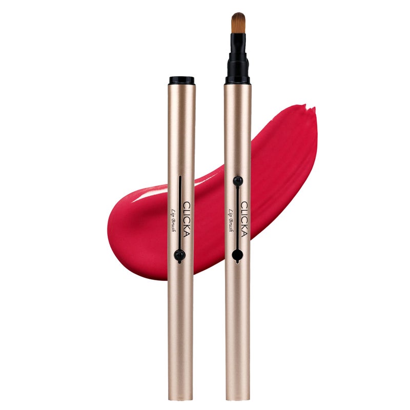 CLICKA Retractable Automatic Lid Professional Lip Brush 1pc (Champagne Gold) - Image 1