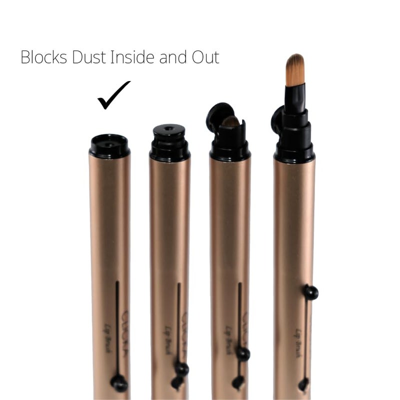 CLICKA Retractable Automatic Lid Professional Lip Brush 1pc (Champagne Gold) - Image 3