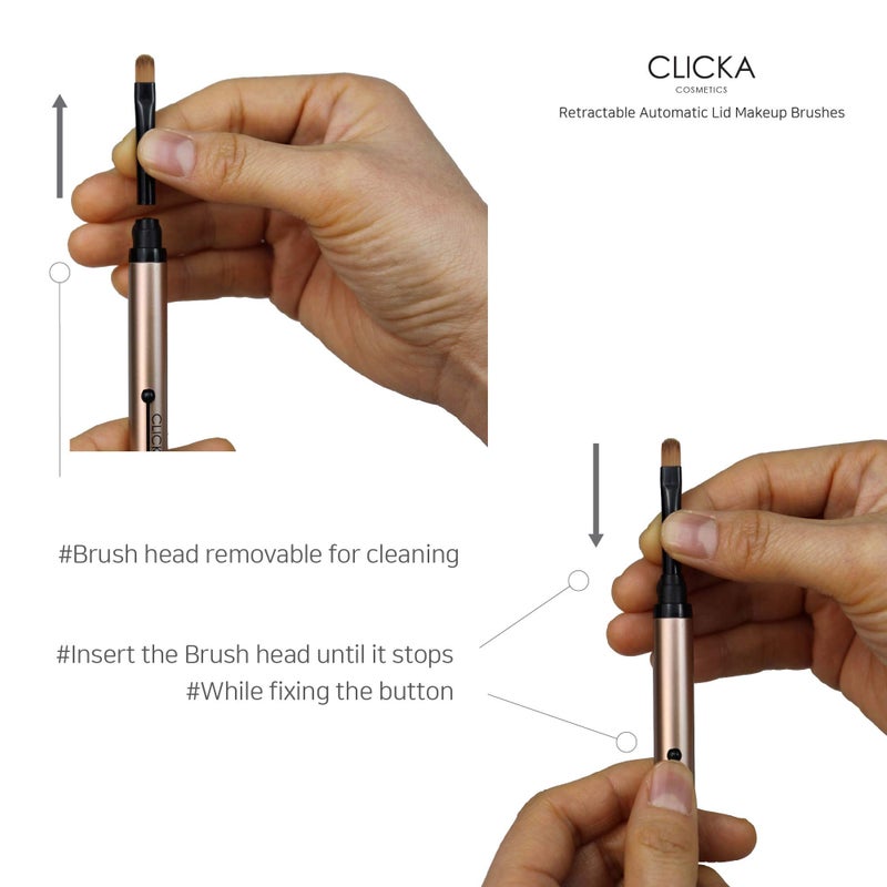 CLICKA Retractable Automatic Lid Professional Lip Brush 1pc (Champagne Gold) - Image 5