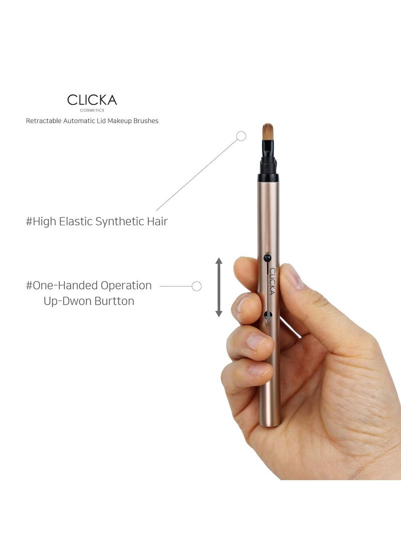 CLICKA Retractable Automatic Lid Professional Lip Brush 1pc (Champagne Gold)  - Image 2