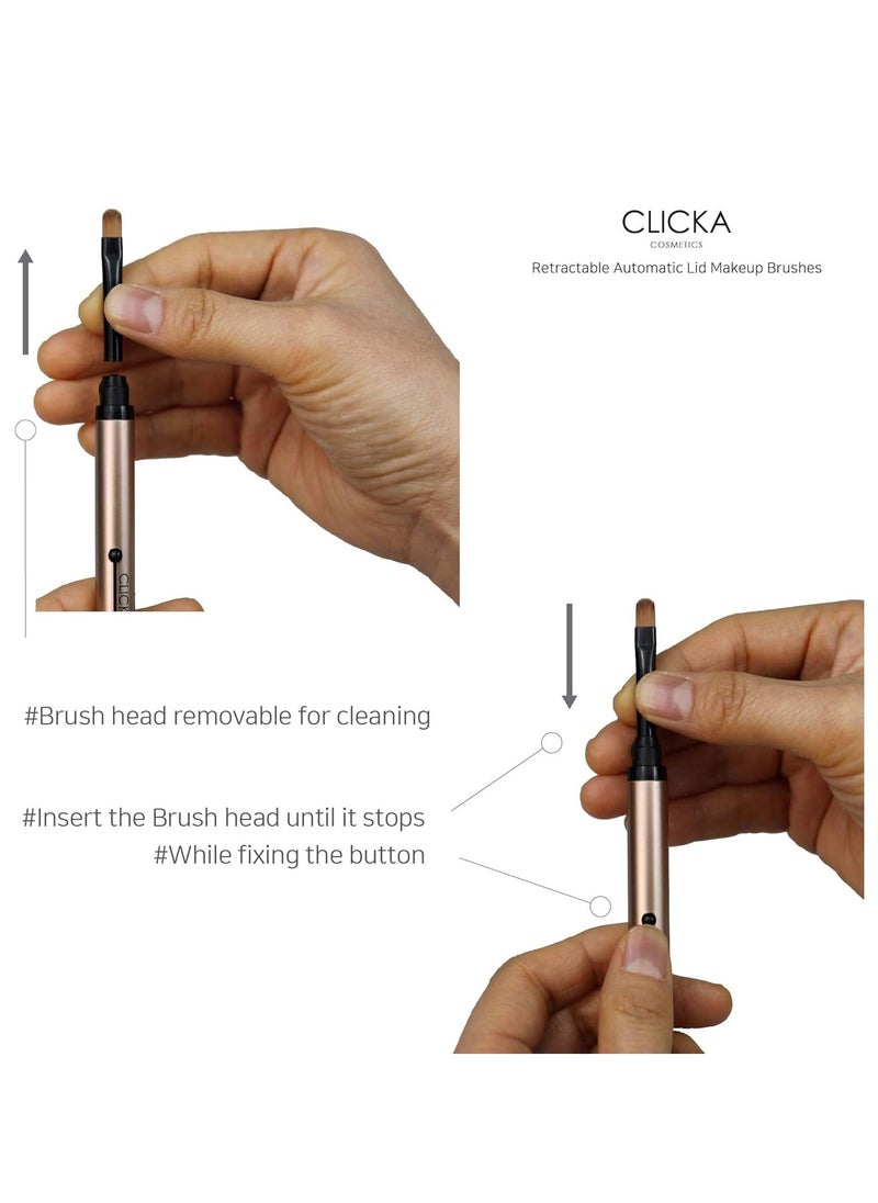 CLICKA Retractable Automatic Lid Professional Lip Brush 1pc (Champagne Gold)  - Image 4