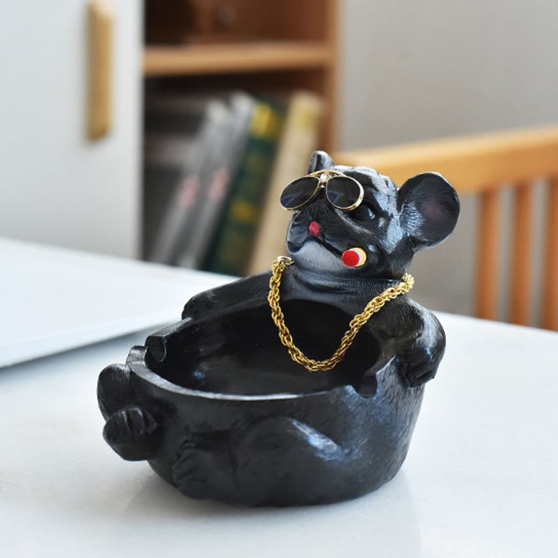 Cartoon Animal Ashtray Household Innovative Decorative Bully Dog Ashtray for Living Room Black - Image 1