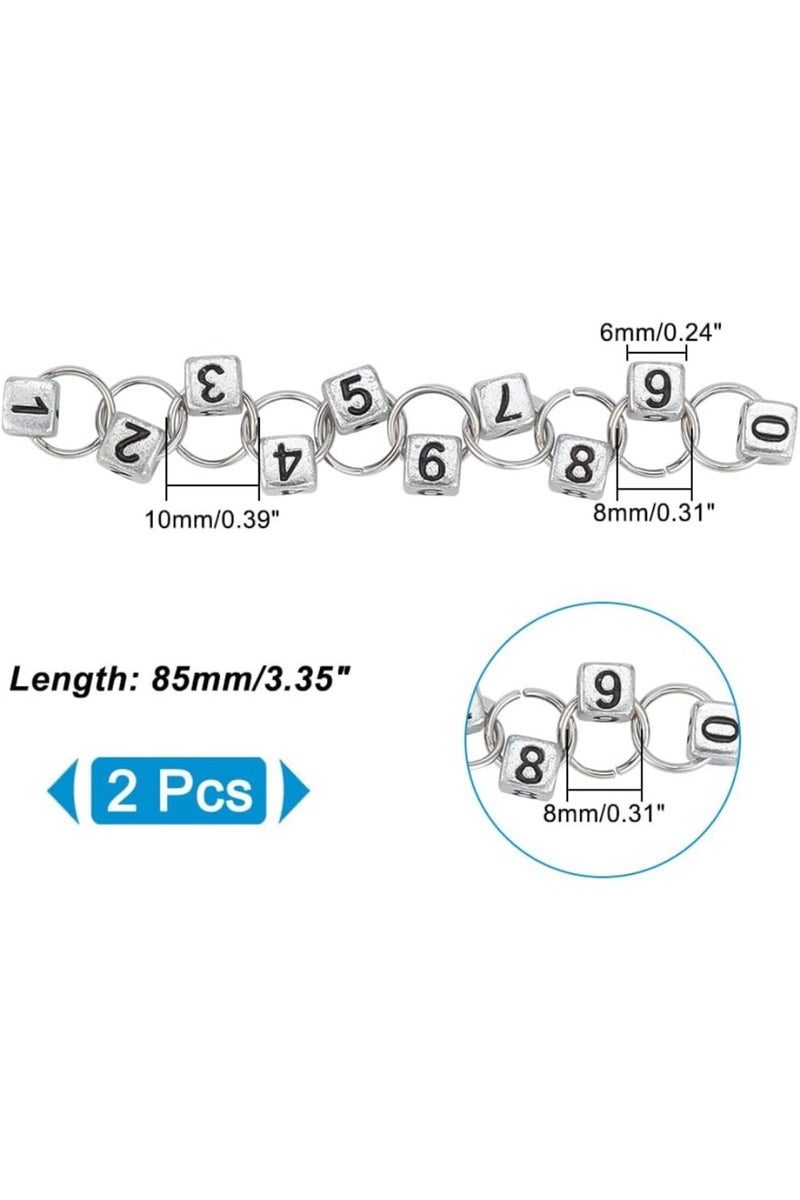 erorex AECH04-00889 2 Pcs Cub with Number Acrylic Pendant Knitting Row Counter Chains Number Beads Acrylic