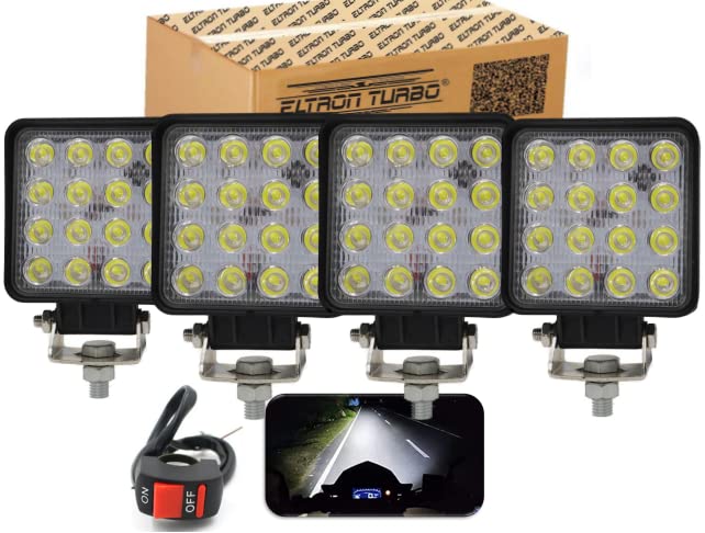 ELTRON TURBO Original Waterproof 16 LED 48W 12V DC Square Focus Beam Light | Fog Light Waterproof Pod Driving Spot Head Lamp | Off-Roading Lights Universal for All Bikes And Cars Bar light (Pack of 4) - Image 1