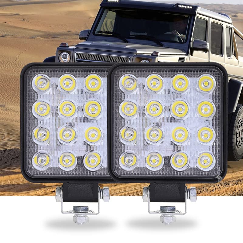ELTRON TURBO Original Waterproof 16 LED 48W 12V DC Square Focus Beam Light | Fog Light Waterproof Pod Driving Spot Head Lamp | Off-Roading Lights Universal for All Bikes And Cars Bar light (Pack of 4) - Image 2