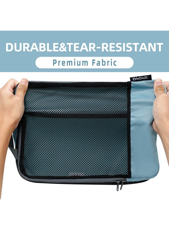 BAGAIL 4 Set/6 Set/8 Set Compression Packing Cubes Travel Accessories Expandable Packing Organizers(Dusty Blue HalfMesh 6 Set) - Image 4