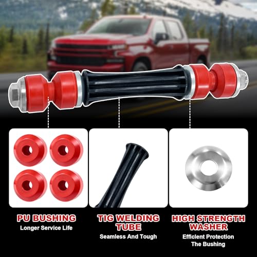 HCDDQP K700432 K700538 K200222 Front Sway Bar Links with Red Bushings,Stabilizer End Links Compatible with Silverado, Sierra 2004-2018, for Cadillac Escalade, for Chevy Tahoe, for GMC Yukon 2004-2019 - Image 3