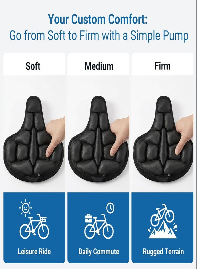 DAWAY F1 3D Inflatable Air Bike Seat Cushion Cover – Large, Wide Bike Saddle Cover, Shock-Absorbing & Breathable Adjustable Comfort Pad for Peloton, Road, Mountain, Indoor Outdoor Bikes, 11" x 10.24" - Image 2