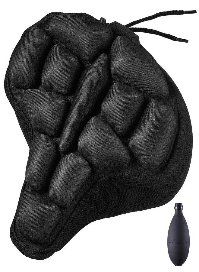 DAWAY F1 3D Inflatable Air Bike Seat Cushion Cover – Large, Wide Bike Saddle Cover, Shock-Absorbing & Breathable Adjustable Comfort Pad for Peloton, Road, Mountain, Indoor Outdoor Bikes, 11" x 10.24" - Image 1
