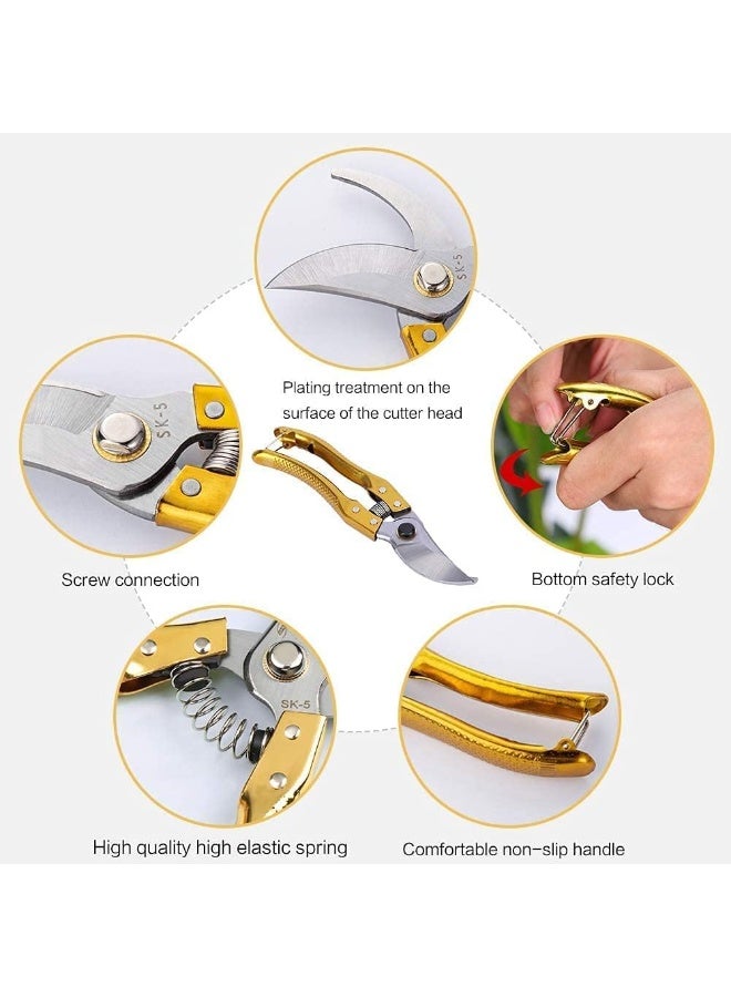 Generic 8-Inch Stainless Steel Pruning Shears – Professional Sharp Garden Secateurs with Spring-Loaded Comfort Handles  - Image 2