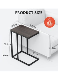Chulovs Side Table, C Shaped End Table for Couch, Sofa and Bed, Large Desktop C Table for Living Room, Bedroom, Bedside MDF 48x30x61 cm Black  - Image 3