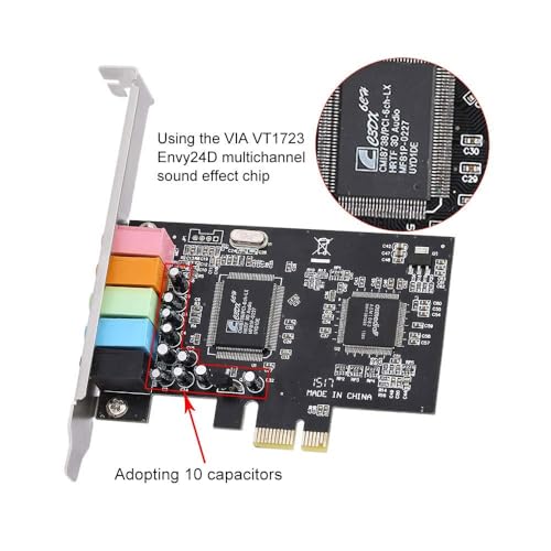 Tobo PCIe 5.1 Internal Sound Card for PC Windows 10 with Low Profile Bracket, 3D Stereo PCI-e Audio Card, CMI8738 Chip 32/64 Bit Sound Card PCI Express Adapter TD-749PC - Image 4