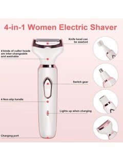 OASIS-TH Electric Razor for Women 4 In 1 Electric Epilator Hair Shaver USB Rechargeable Cordless Hair Removal Set Painless Hair Trimmer for Bikini Area Nose Armpit Underarms Nose Eyebrow Body Hair  - Image 2