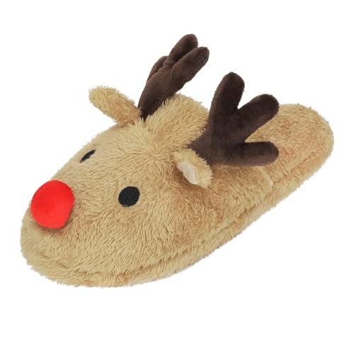 Holiberty Cute Animal Warm Faux Fur House Slippers for Women Ladies Girls Funny Christmas Costume Accessories Reindeer Antler Fuzzy Indoor Home Shoes Memory Foam Non-slip Winter Plush Cozy Bedroom Slippers - Image 5