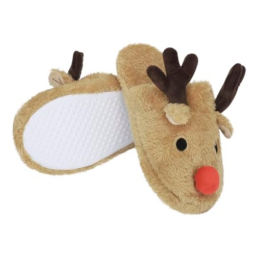 Holiberty Cute Animal Warm Faux Fur House Slippers for Women Ladies Girls Funny Christmas Costume Accessories Reindeer Antler Fuzzy Indoor Home Shoes Memory Foam Non-slip Winter Plush Cozy Bedroom Slippers - Image 4