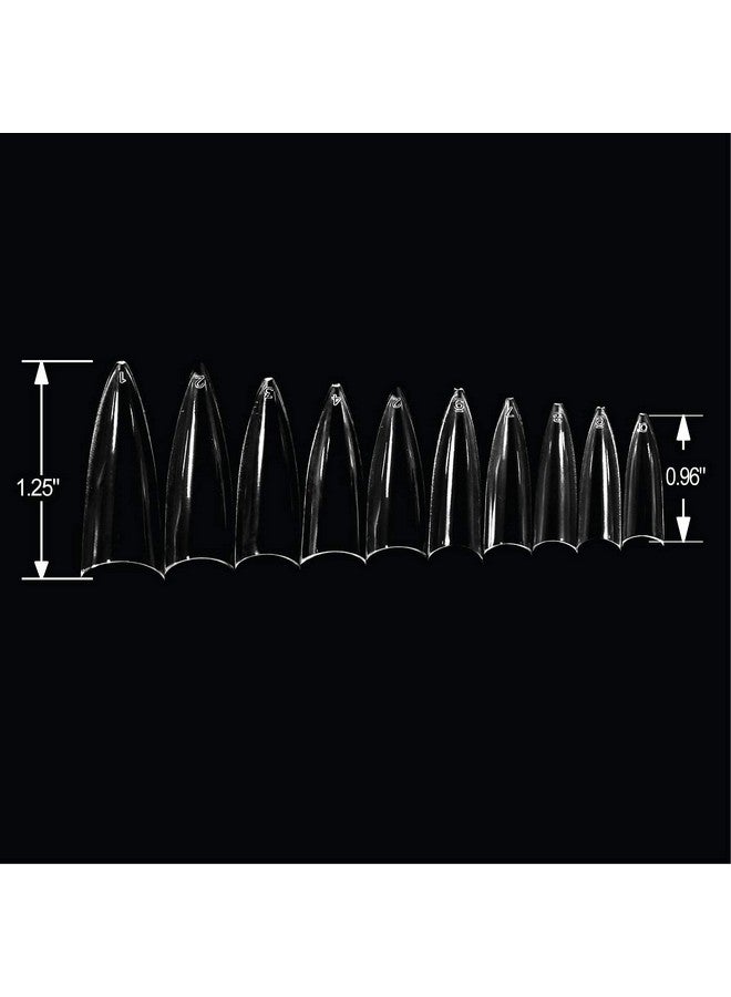 بي يو أطراف أظافر جل زائفة من الأكريليك من Vivace Clear Stiletto 500 مع علبة بلاستيكية شفافة 27512 لمتجر الأظافر في صالون الأظافر (Stiletto شفاف) - Image 3