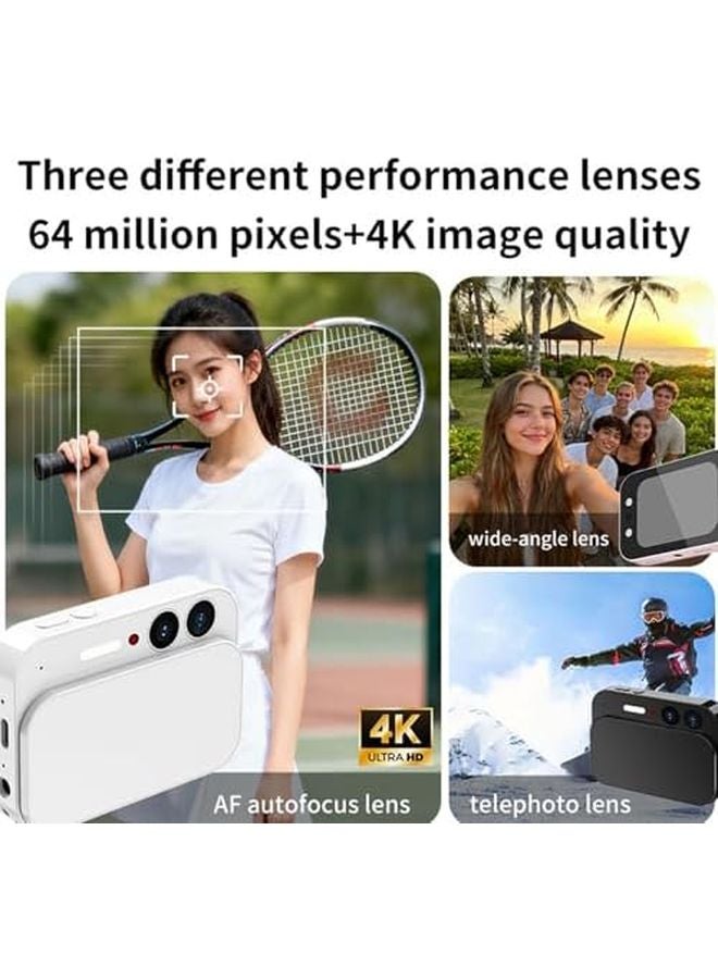 كاميرا رقمية 4K بدقة 64 ميجابكسل مع غطاء منزلق، شاشة 2.8 بوصة، بطارية 3600 مللي أمبير، أسود - Image 5