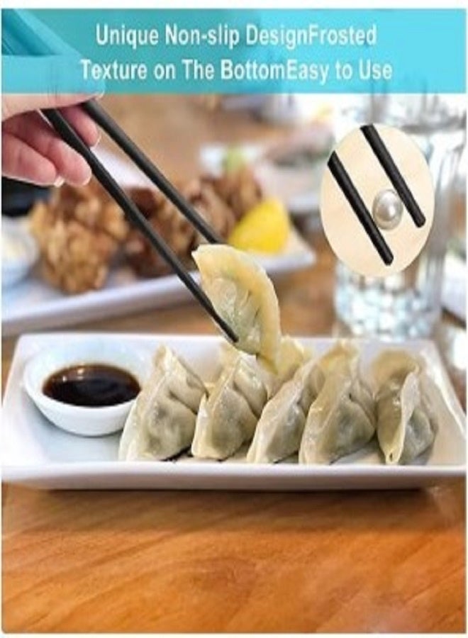 تايمليس 5 أزواج من عيدان تناول الطعام المصنوعة من الألياف الزجاجية باللونين الأسود والذهبي - Image 3