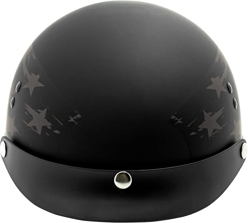 VCAN Cruiser Solid Flat Black Half Face Motorcycle Helmet with Drop-Down Sun Visor - Image 5