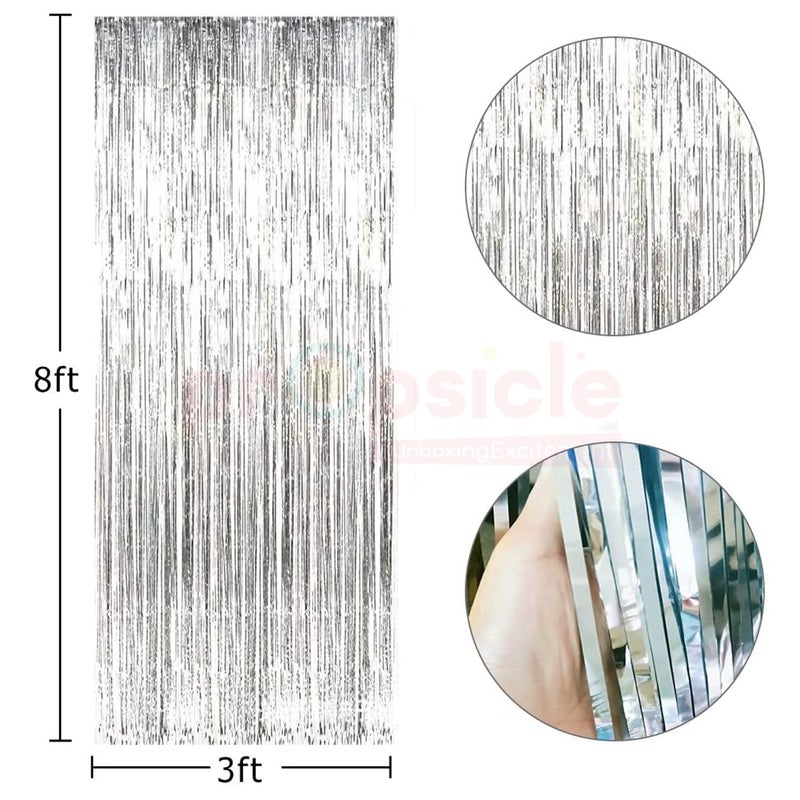Propsicle 3ft x 6ft Silver Foil Fringe Curtains, Pack of 4 - Tinsel Backdrop for Birthday Decoration, Bachelorette, Baby Shower, Anniversary, Photo Booth - Image 2