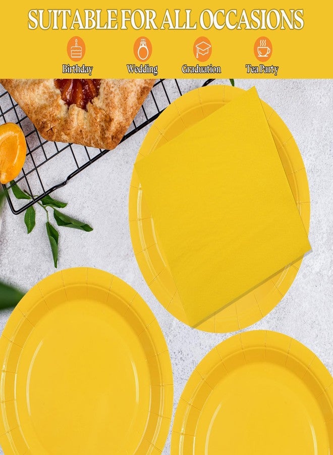 PUEVENYI 40PCS Yellow Paper Plates and Napkins,Disposable Party Tableware Set Includes 9Inch Dinner Plates and Napkins for Birthday Graduation Wedding and Holiday - Image 3
