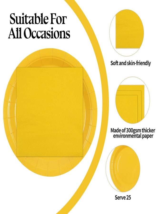PUEVENYI 40PCS Yellow Paper Plates and Napkins,Disposable Party Tableware Set Includes 9Inch Dinner Plates and Napkins for Birthday Graduation Wedding and Holiday - Image 4