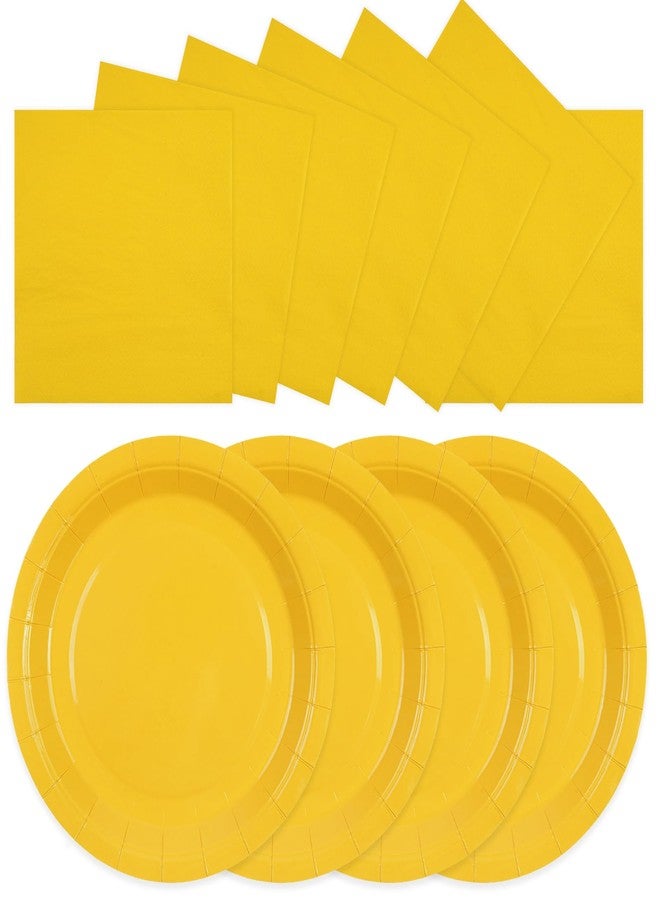 PUEVENYI 40PCS Yellow Paper Plates and Napkins,Disposable Party Tableware Set Includes 9Inch Dinner Plates and Napkins for Birthday Graduation Wedding and Holiday - Image 1
