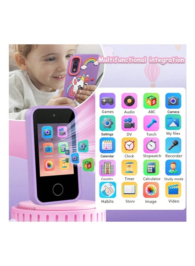 Twisoo Toddler Toy Phone with Touch Screen, Kids Play Phone with Music Player, Learning Games and Dual Cameras, Educational Pretend Smartphone Toy for Toddlers (Pink) - Image 2
