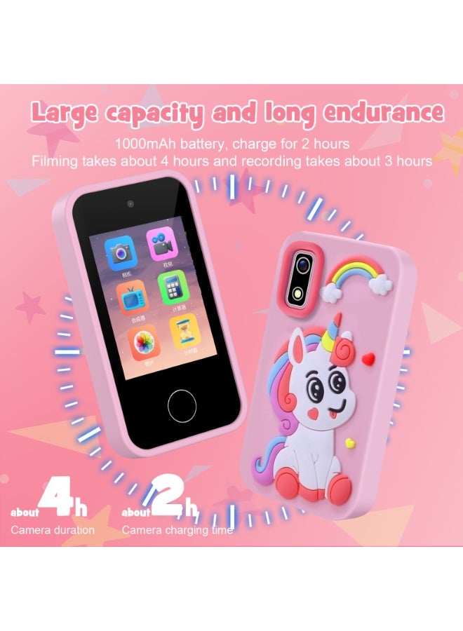 Twisoo Toddler Toy Phone with Touch Screen, Kids Play Phone with Music Player, Learning Games and Dual Cameras, Educational Pretend Smartphone Toy for Toddlers (Pink) - Image 4