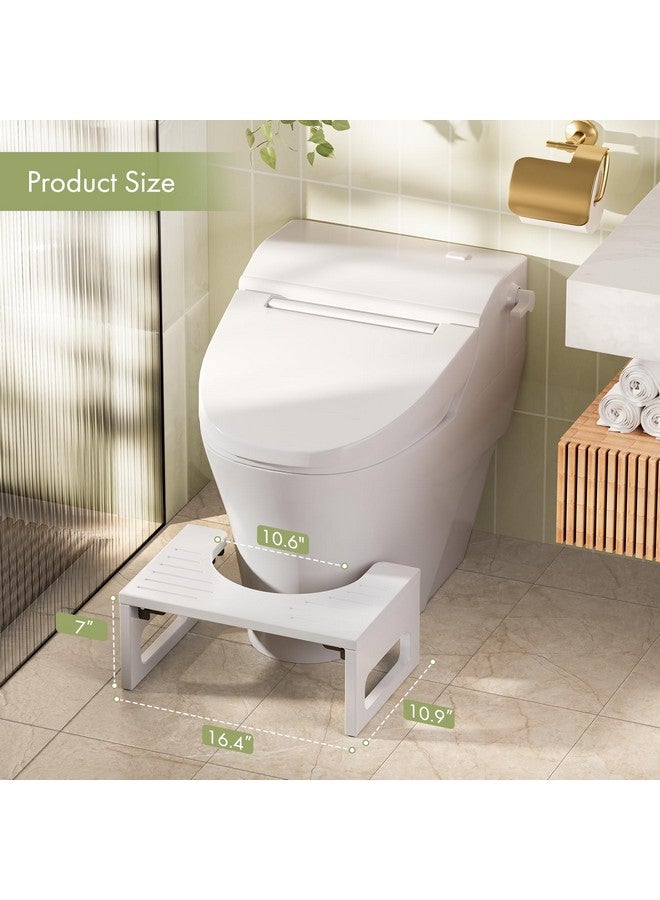 AmazerBath AmazerBath 7 Inches Bamboo Toilet Stool Squat for Adults, Collapsible Poop Stool for Bathroom, Potty Step Stool with Non-Slip Strip, Toilet Poop Stool for Men Women - White - Image 3