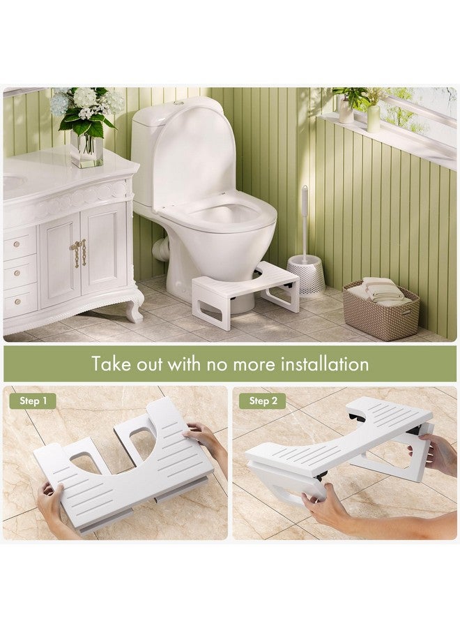 AmazerBath AmazerBath 7 Inches Bamboo Toilet Stool Squat for Adults, Collapsible Poop Stool for Bathroom, Potty Step Stool with Non-Slip Strip, Toilet Poop Stool for Men Women - White - Image 2